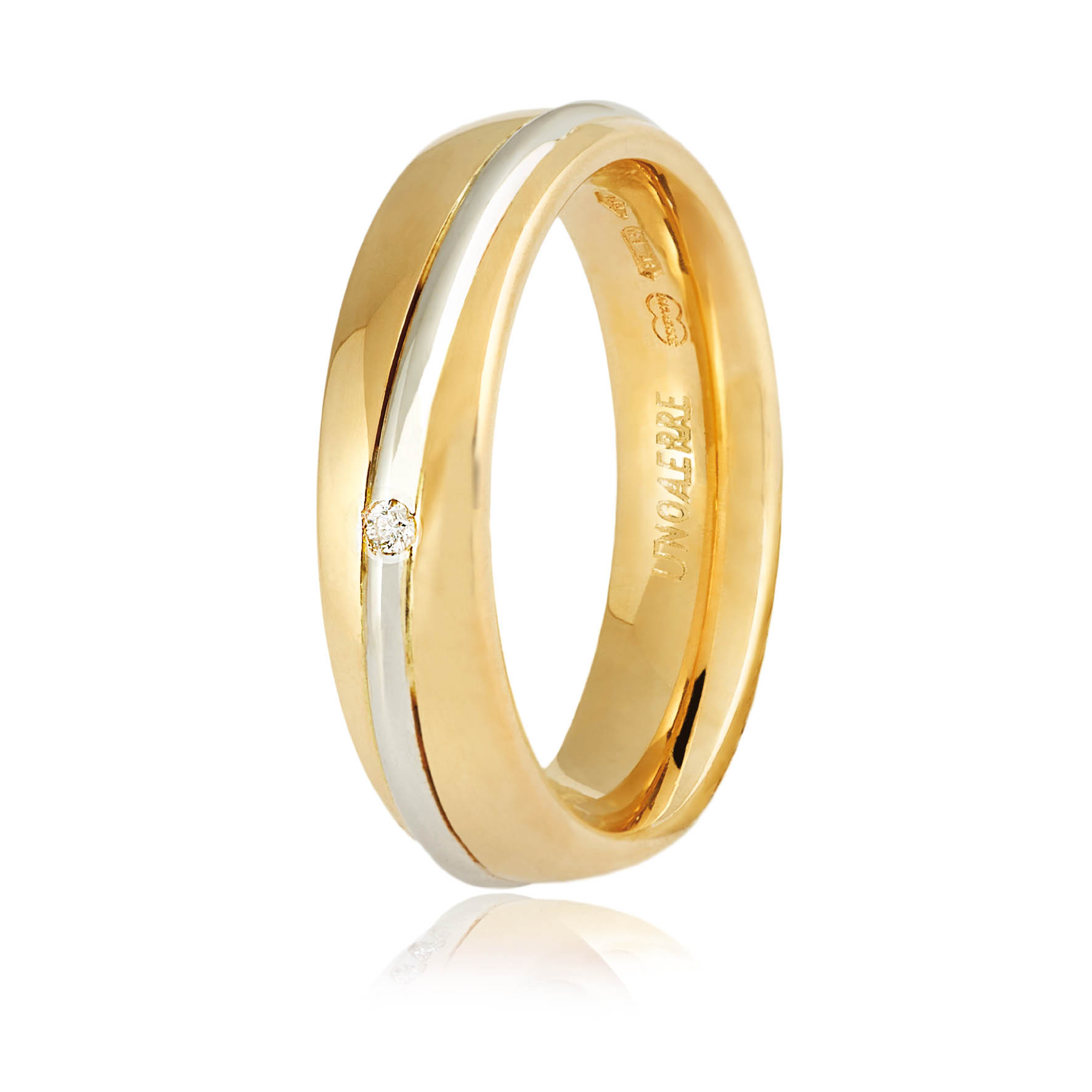 Βέρες γάμου απο λευκόχρυσο & χρυσό  κ18 35mm (code FAD053GB)